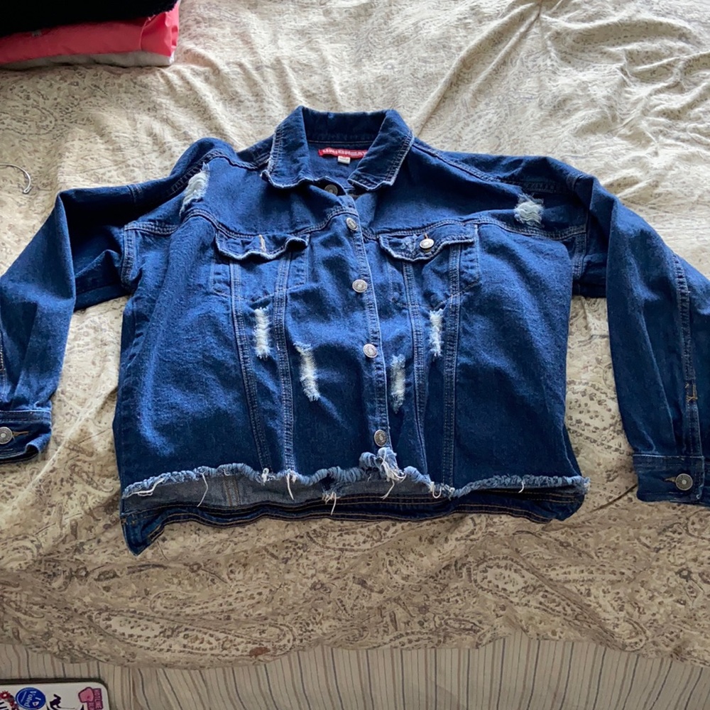 Stylish ripped jean jacket